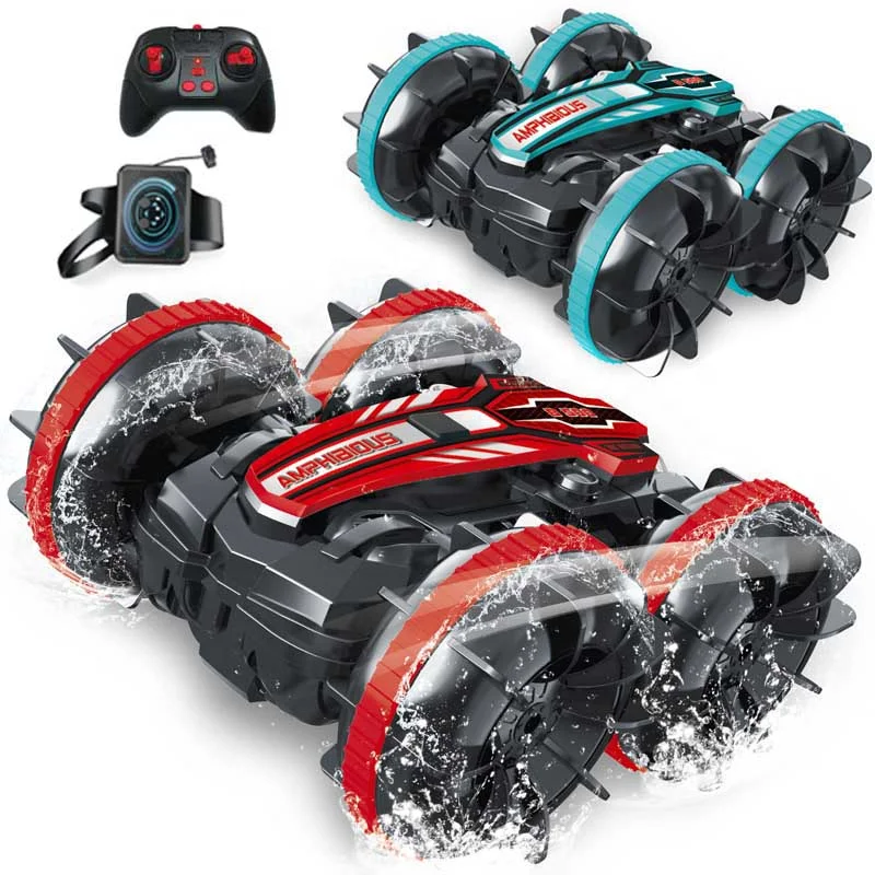 New 4WD 2.4Ghz Rotating 360 Waterproof Stunt Vehicle Amphibious Car Kids Rolling Remote Control Toy Car