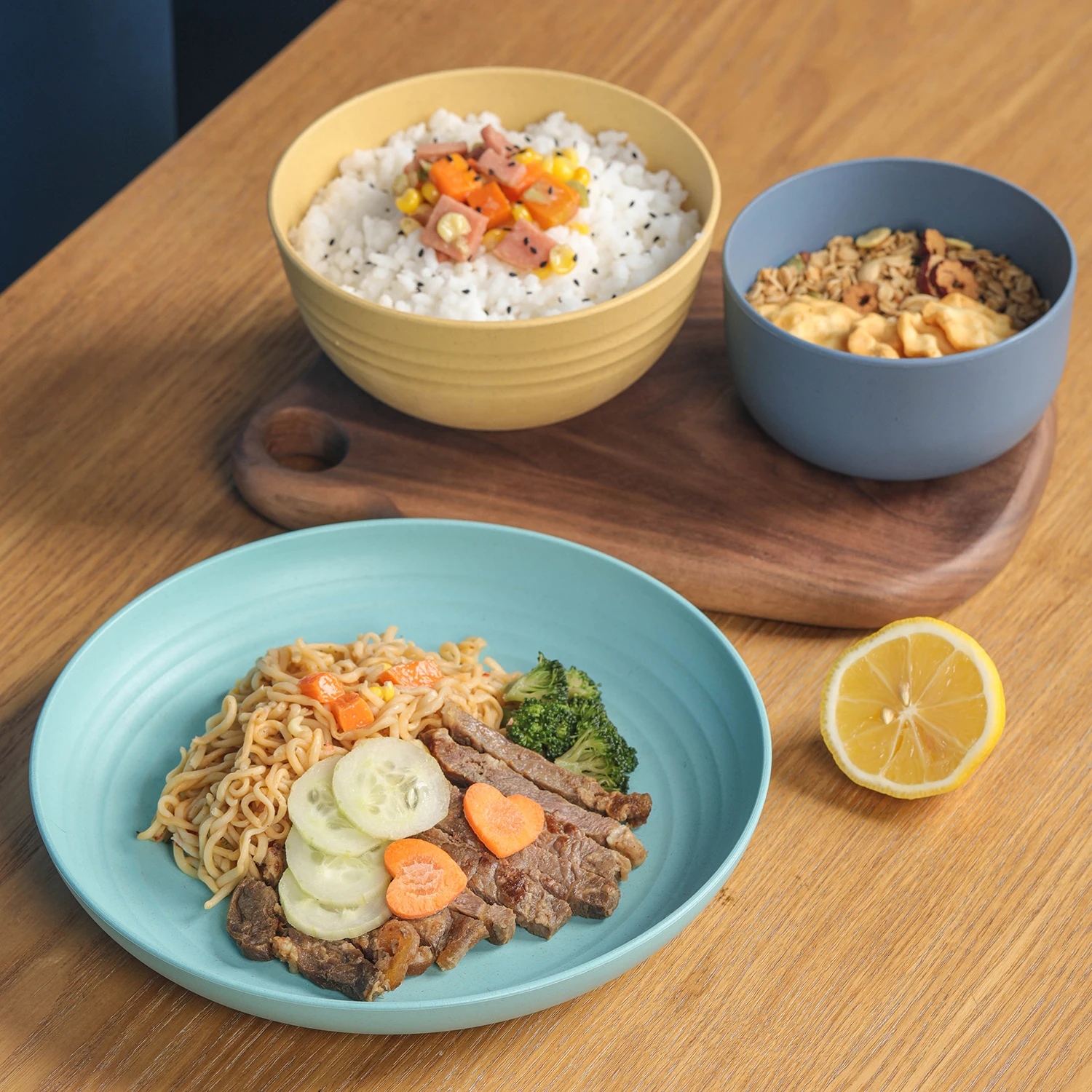 Unbreakable Eco-Friendly Lightweight Dishwasher & Microwave Safe Green and Healthy Dishes Wheat Straw Salad Camping Plates