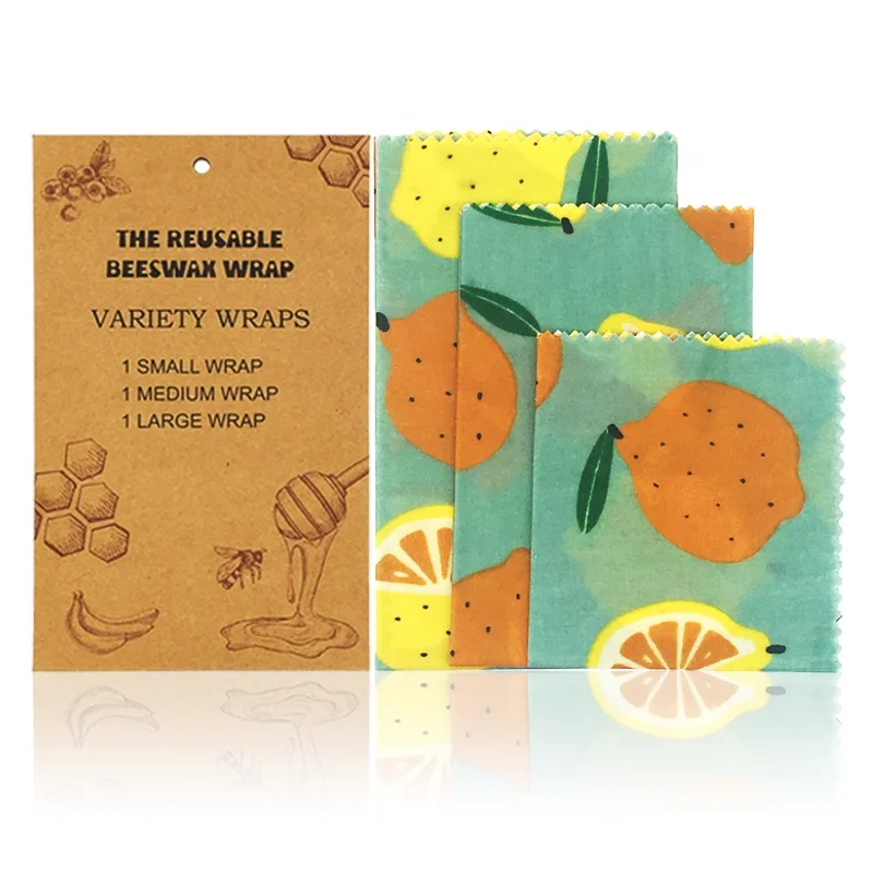 Manufacture custom eco friendly reusable vegan soy wax food wrap 3 pack