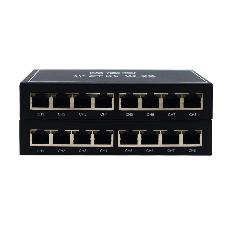 10/100/1000Mbps 8 RJ45 Ethernet Vlan Isolation Optical Transceiver Isolated Fiber Optic Media Converter 20KM Single Fiber SC