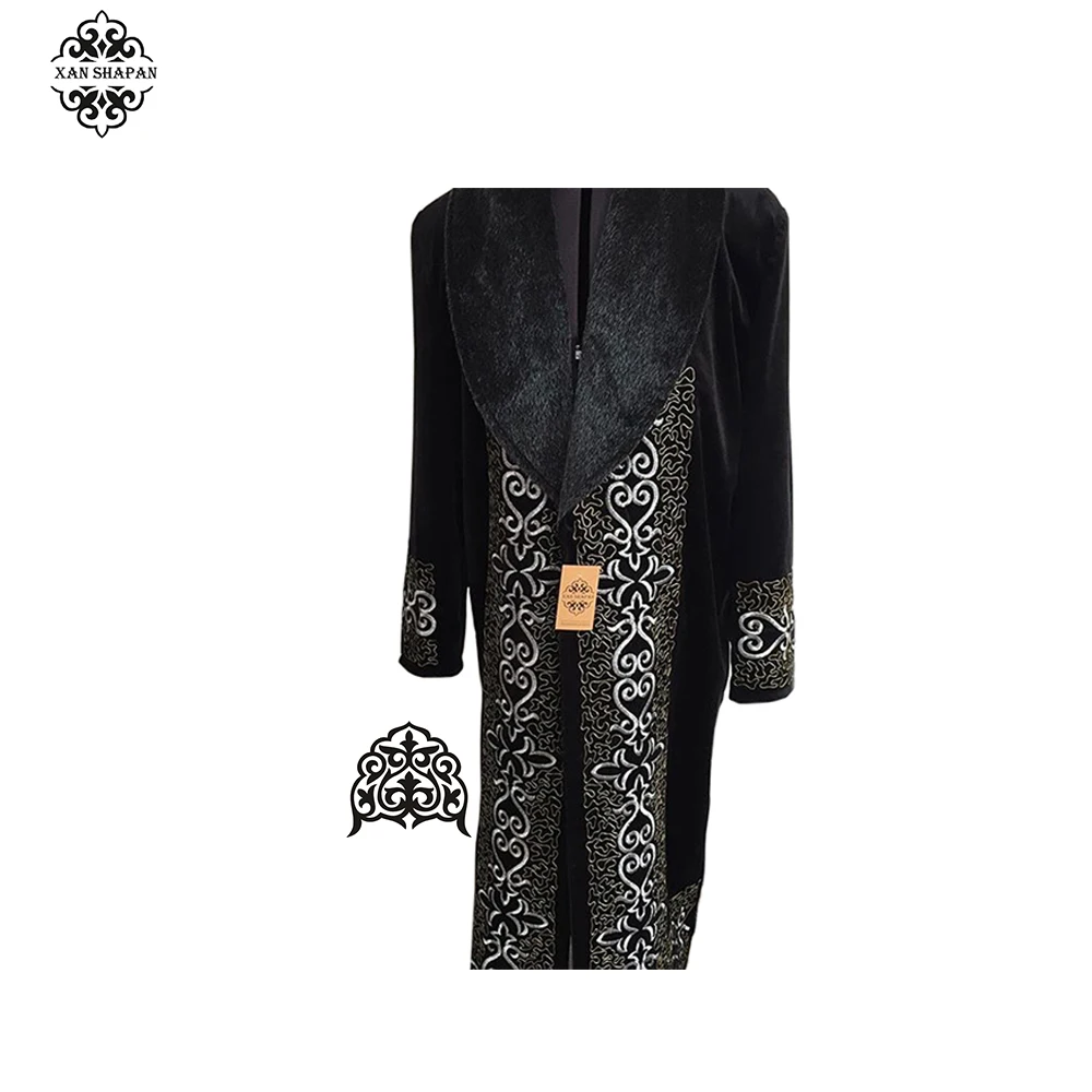 
Mordern New Style Winter Warming Black Gold Color Winter Fur Chapan Man Clothing 