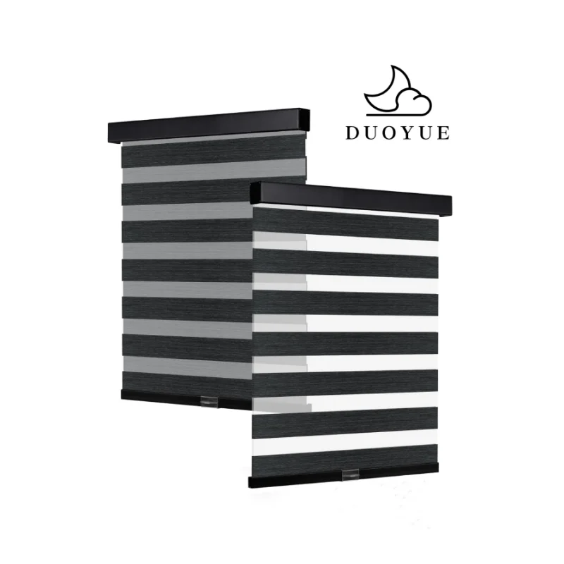 Custom Textural Privacy Light Control Manual Cordless Blackout Zebra Blinds For Window