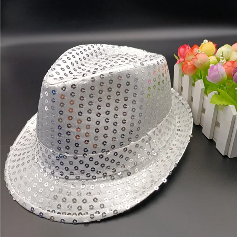 Colorful Sequin Hats Printing High Quality Led Luminous Custom Hat Fedora Hat For Stage