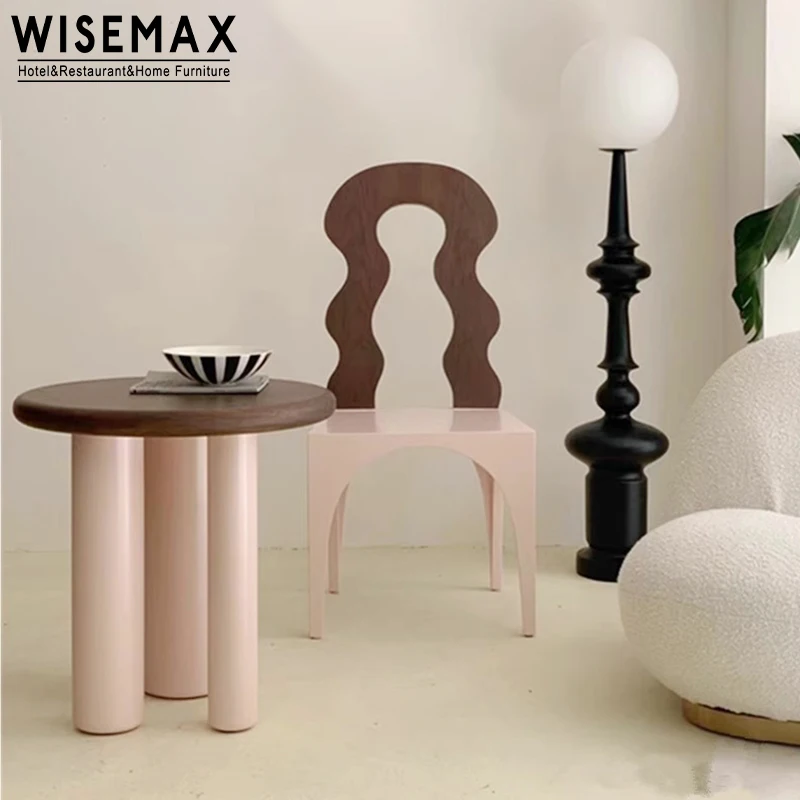 WISEMAX мебель Франция ресторанная легкая Роскошная фанерная волнистая спинка обеденный стул плоское и круглое сиденье