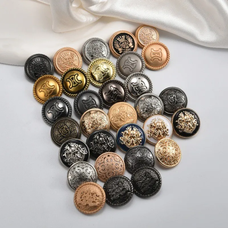 Wholesale custom embellishment clothing shank gold engraved shank button gold metal button alloy buttons