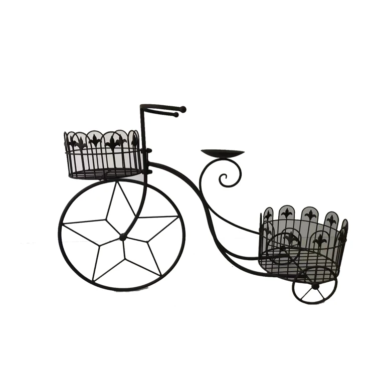 Metal Plant Stand Outdoor Garden Plant Stand Rack with Bicycle Shaped Flower Pot Stand Holder