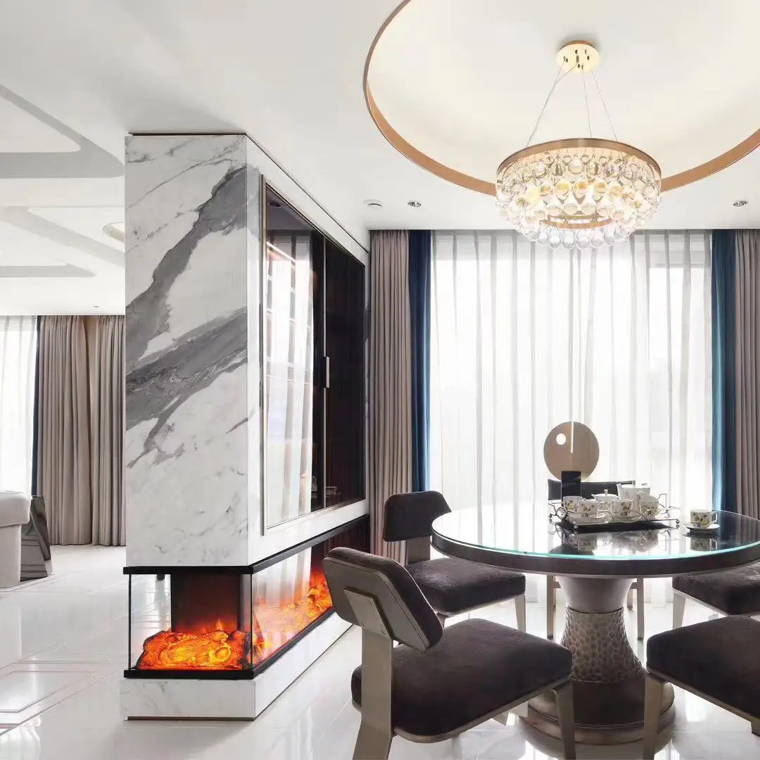 40 50 60 72 inch 3 Sided Electric Fire Place 3D Realistic LED Flame Double Sided Wall Insert Electric Fireplaces