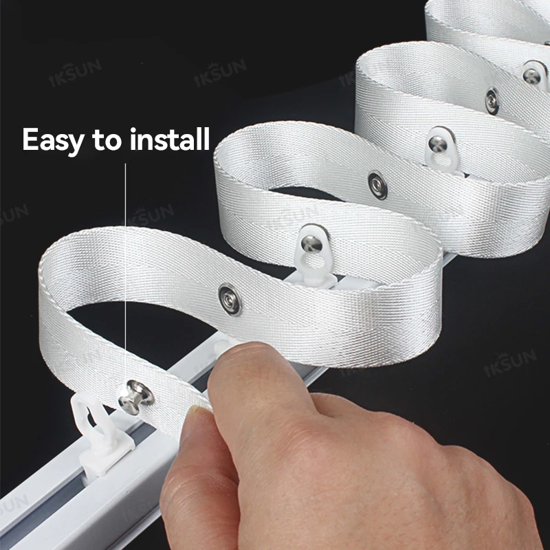 IKSUN Gardens Hot Sale Smart S Fold Curtain Track Custom Ceiling Mounted Wave S Ripple Fold Curtain Tape with Hooks