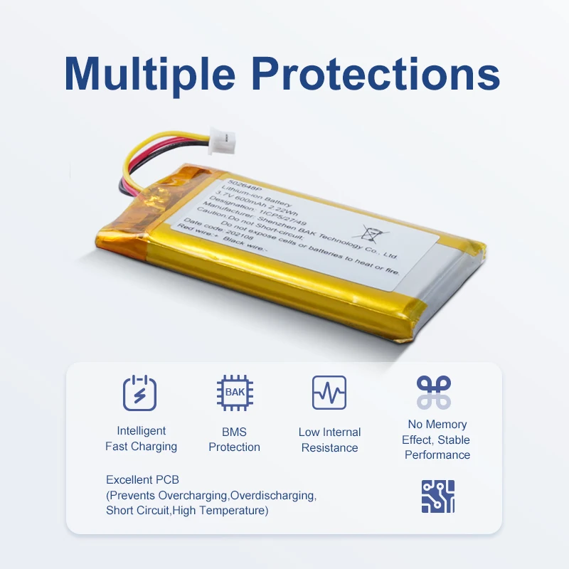 Consumer Electronics Use Lithium Polymer Battery Pack 3.7V Lipo Lithium Ion Batteries 155mAh 300mAh 560mAh 600mAh