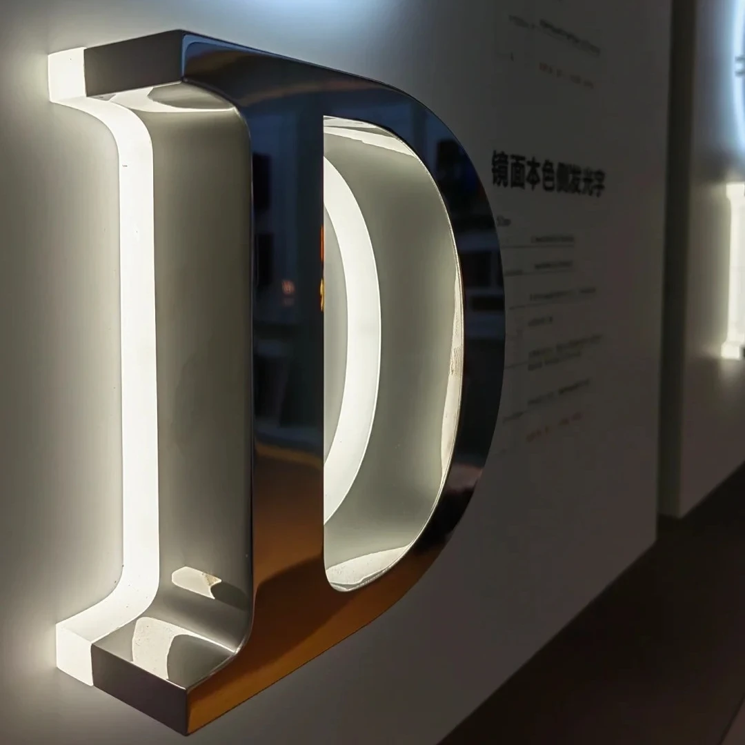 Latest Luminous Factory Price Free Design Illuminated Stainless Steel Surface Acrylic Back Board Back-lit Letter