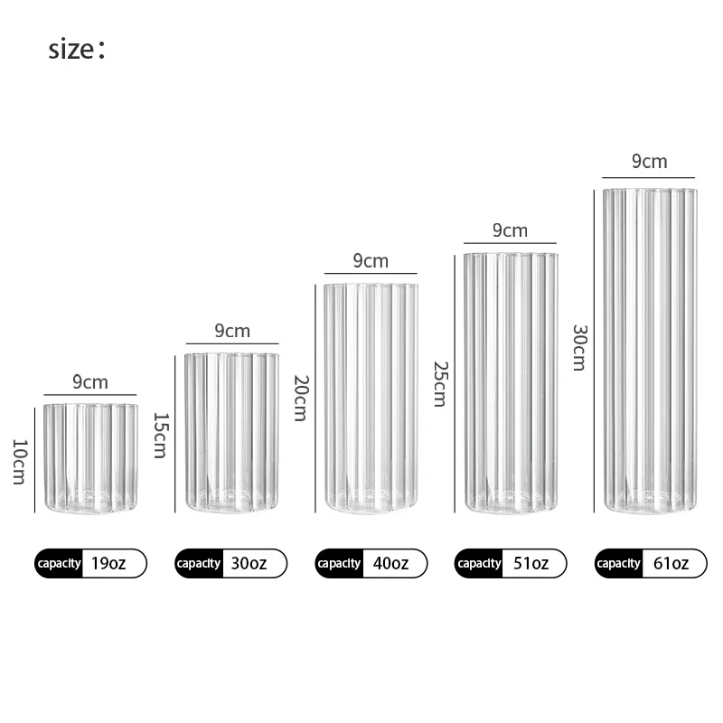 Factory Price Glass Vase home decoration wedding decoration Luxury Modern Cylinder Spiral High Borosilicate Glass Vase