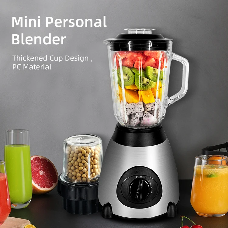 Best price food processor home appliances vegetable and fruit juicer blender mixer  3 in 1 glass jar Stainless Steel Blender