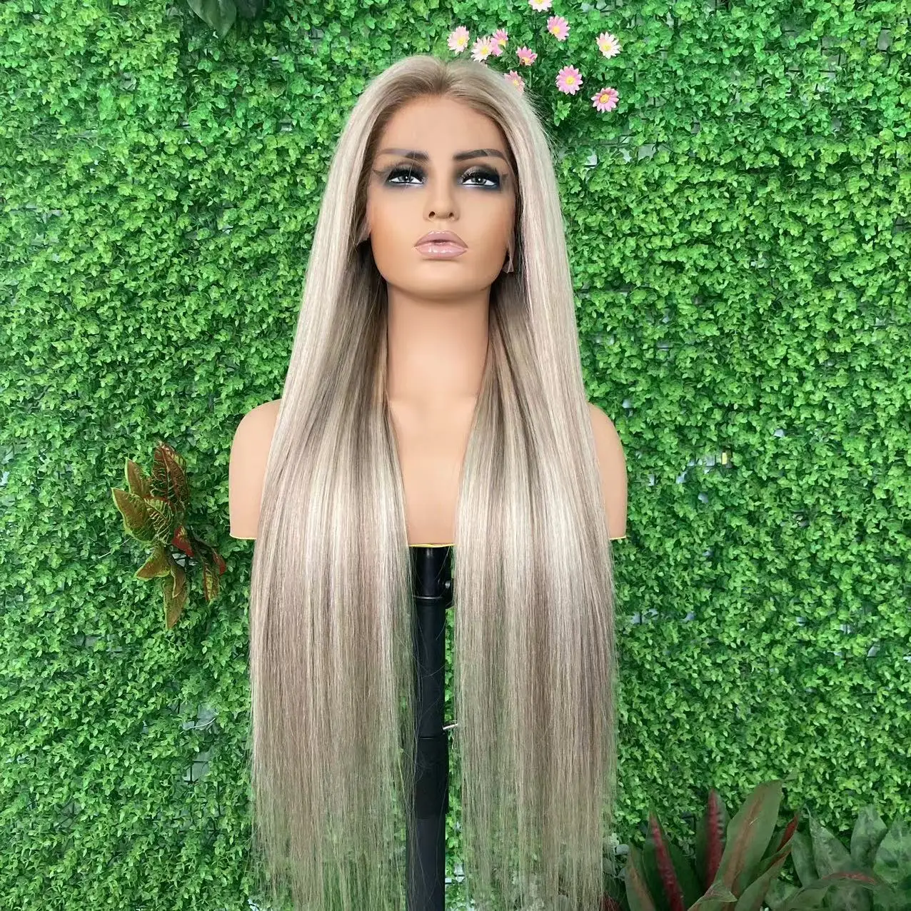 Wear and Go100% Real Human Hair WIG Raw European Straight Human Hair Ash Blonde Human hair Lace front wig for women long wig