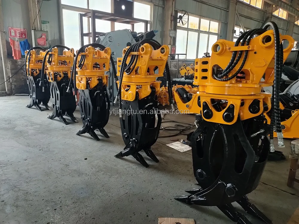 excavator attachments rotating wood grapple