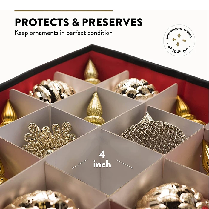 Christmas Ornaments Ball Storage Box Removable Trays Fit up 64 Ball Foldable Christmas Storage Box
