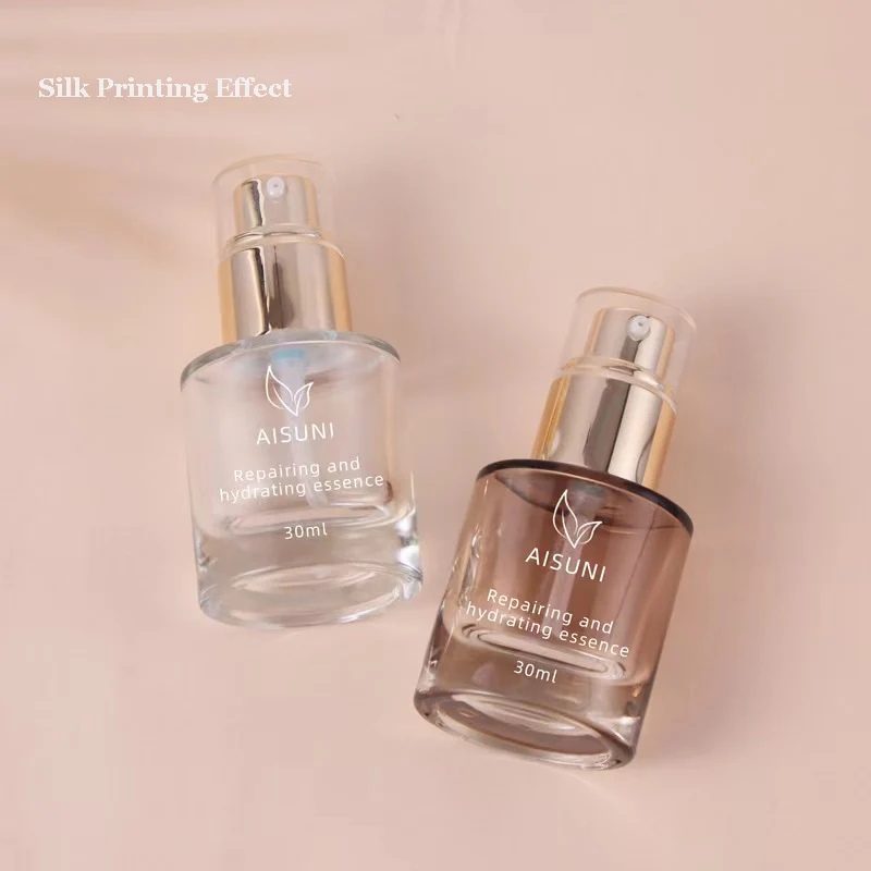 Mini Diffuser Dropper Luxury Empty Bottles With Pump New Essence Lotion Cosmetic Perfume Spray Glass 30ML Pump Bottle BJ12