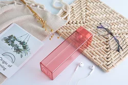 retro transparent square plastic milk cup bottle 500ml wood grain cover vintage square plastic water bottle with wood grain lid