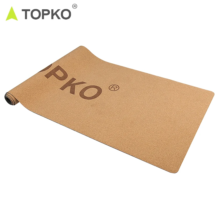 TOPKO Custom Logo from 50pcs Eco-friendly 100% Natural Anti Slip Cork and Rubber Yoga Mat