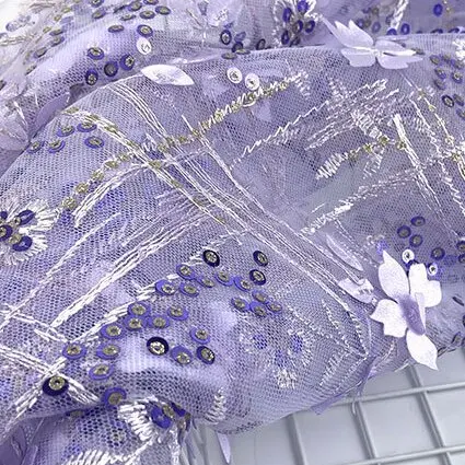 Manufacturers Directly For Sequin Laser Embroidery Embroidery Cloth Polyester Embroidered Fabric Spring And Summer  Dress Fabric