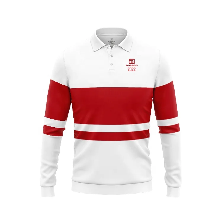 Casual Rugby Polo Shirt Long Sleeves Rugby Jersey Rugby Jumper School Leavers with Custom Logo