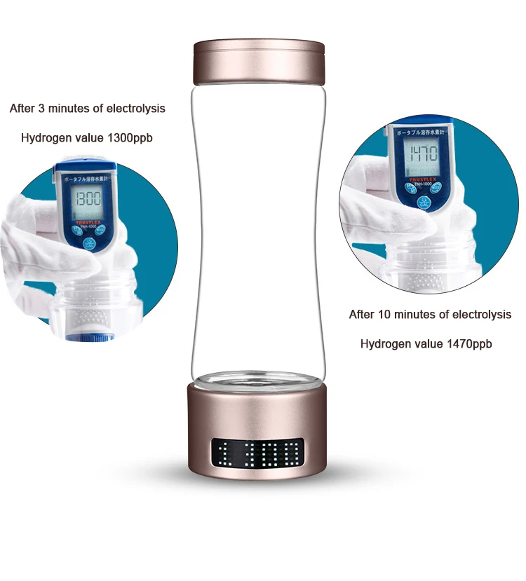 Portable Nano High Hydrogen Rich Water Generator Bottle Pure H2 Maker Ionizer Rechargeable Electrolysis Cup