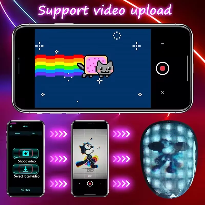 app bluetooth programmable face transformation terrifying halloween led party mask face images horror halloween led mask