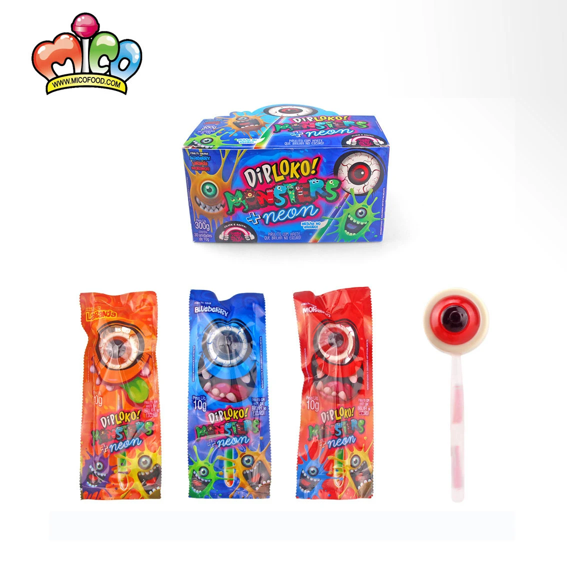 Halloween Season Eye Fluorescence Fruit Lollipop Hard Candy