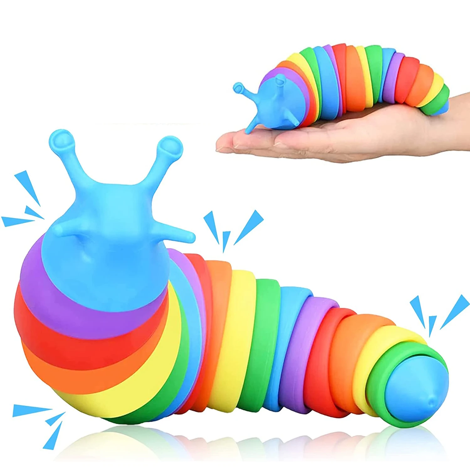 3D Articulated Sensory Slug Fidget Toy Relief Slug Toys for Toddler Baby Kids Boys&Girl Fidget Slug