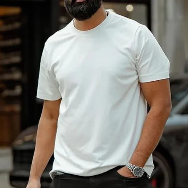 Mens Tech T Shirts 100% Cotton Water Drinks Repellent Undershirts Comfort Summer Tees