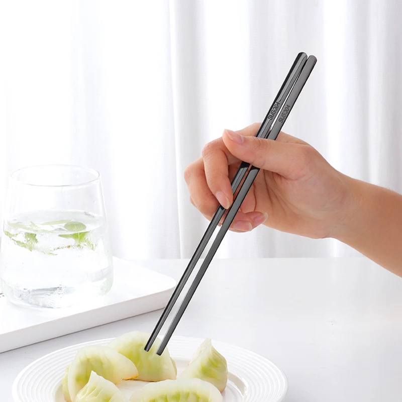 Wholesale Titanium Custom Chopsticks 18/8 304 Stainless Steel Japanese Korean Chopsticks for Sushi