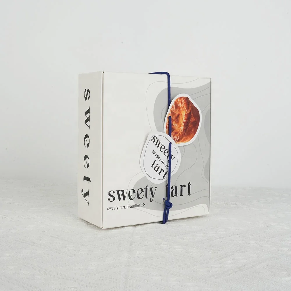 Box printing fruit egg pineapple cheese tart cake cardboard paper 4 grid packaging box with label