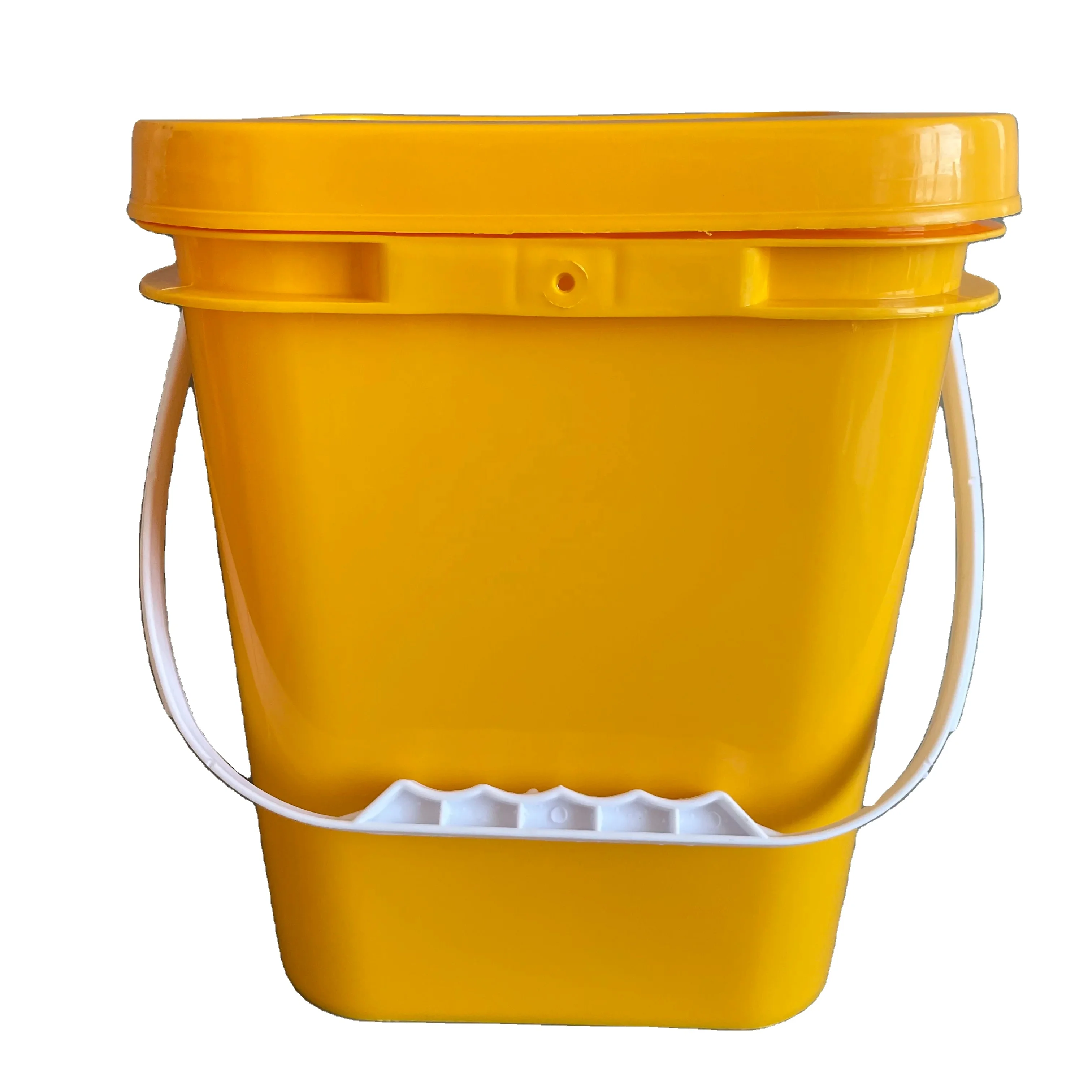 2 галлона желтого цвета квадратное ведро 8 л пластиковое с металлической ручкой