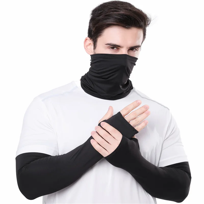2021 Unisex Quick Dry Sports Suit Sun UV Protection Thumb Hole Arm Sleeve Soft Neck Gaiter For Cycling Running
