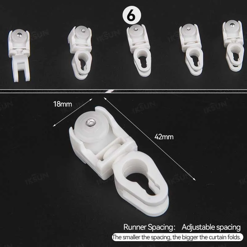 IKSUN Curtain Accessories S Fold Curtain Track Runners Strings Hanging Hooks S Wave Ripple Fold Curtain Track Runner