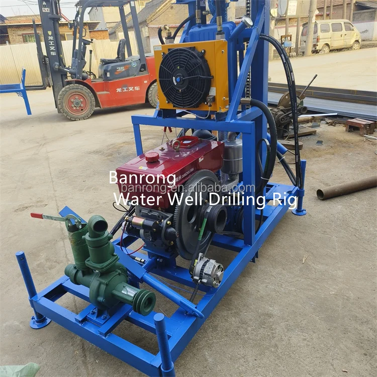 banrong 22HP Diesel Engine 120m Wheel Drilling Rig mine drilling rig water drilling rig for well