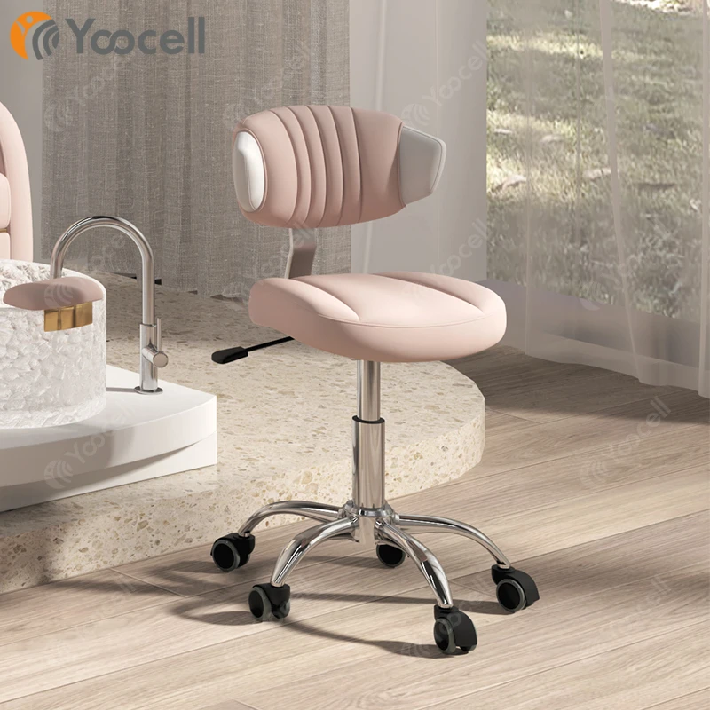 Yoocell white saddle seat stool salon barber stool office chair swivel salon stool chair for salon workshop home office