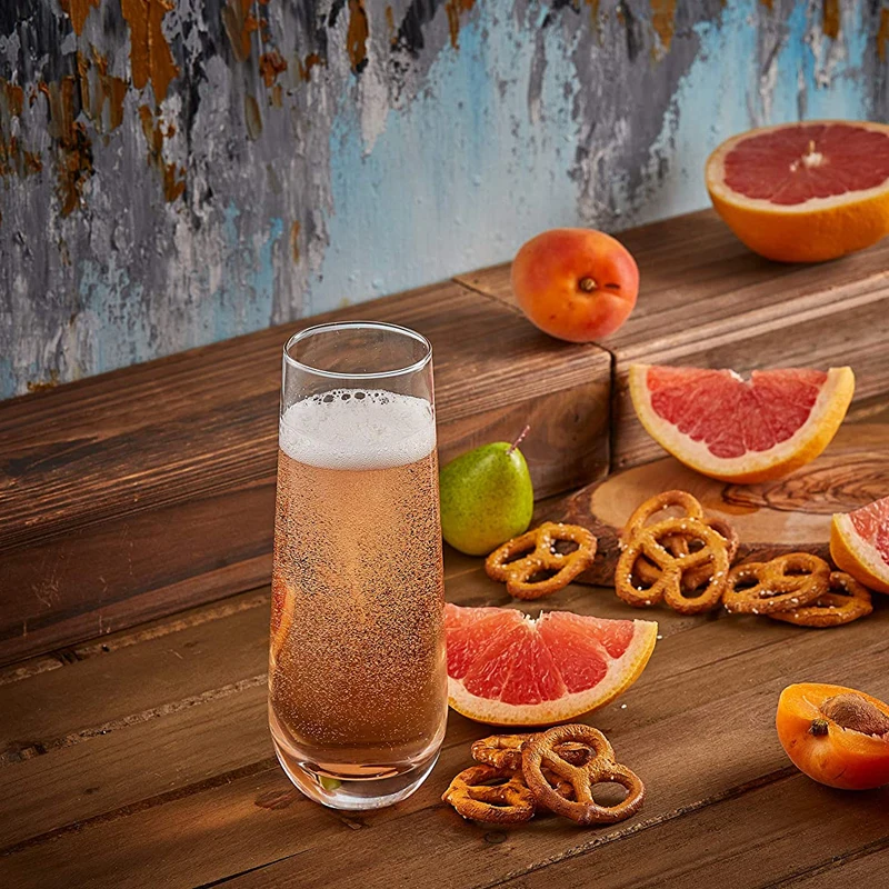 9OZ Stemless Champagne Flutes Logo Custom Drinkware Crystal Wine Glasses Stemless Champagne Flutes Glass