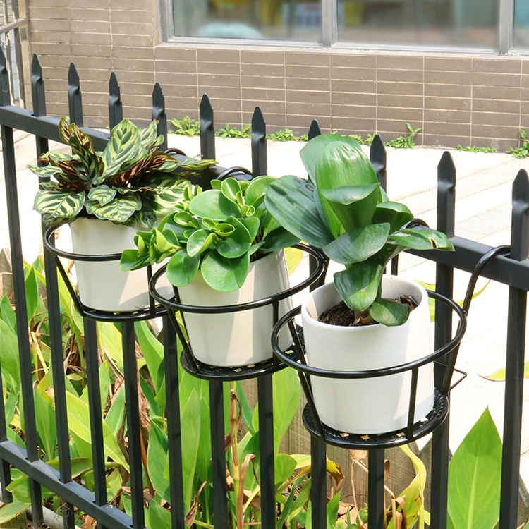 Подставка для растений без установки, металлическая стойка для цветочных горшков, держатель с вешалкой, подвесная на перила для украшения балкона