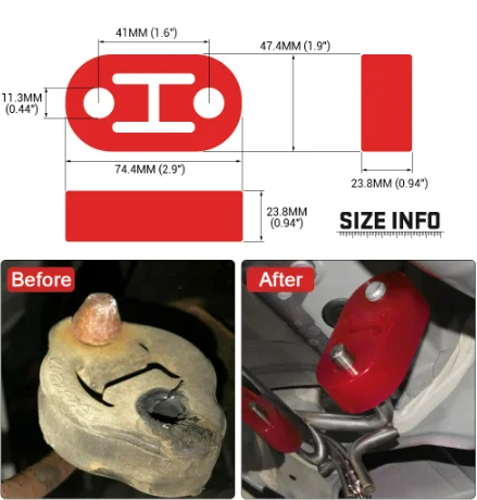 Universal Car Polyurethane Exhaust Tail Pipe Mount Bracket Hanger Insulator Muffler Grommet Bush Rod Support 11mm 2 Holes Repair