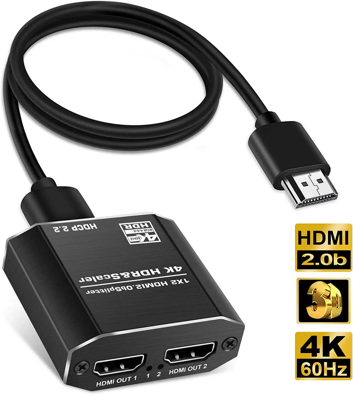 4K 60hz Ultra HD 2160P 3D mini 2 Ports 1 Input 2 Output HDMI Splitter EDID RGB support Scalar with HDCP decoder splitter HDMI
