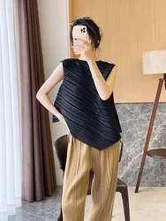 Special Design Sleeveless Irregular T-Shirt Ladies Stackable Vest Top