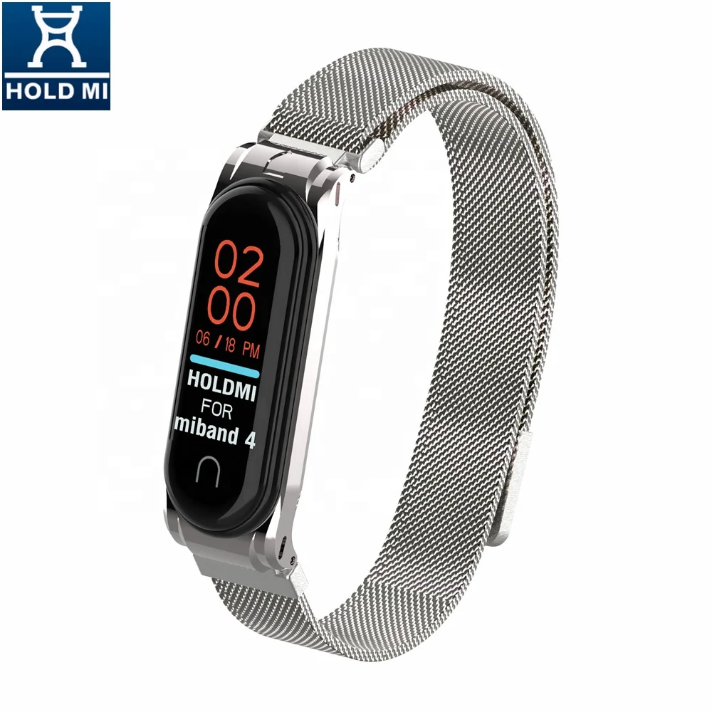 HOLDMI ODM 43026 серия серебристого цвета из нержавеющей стали miband 4 ремешок Миланская петля для mi band 4 и 3