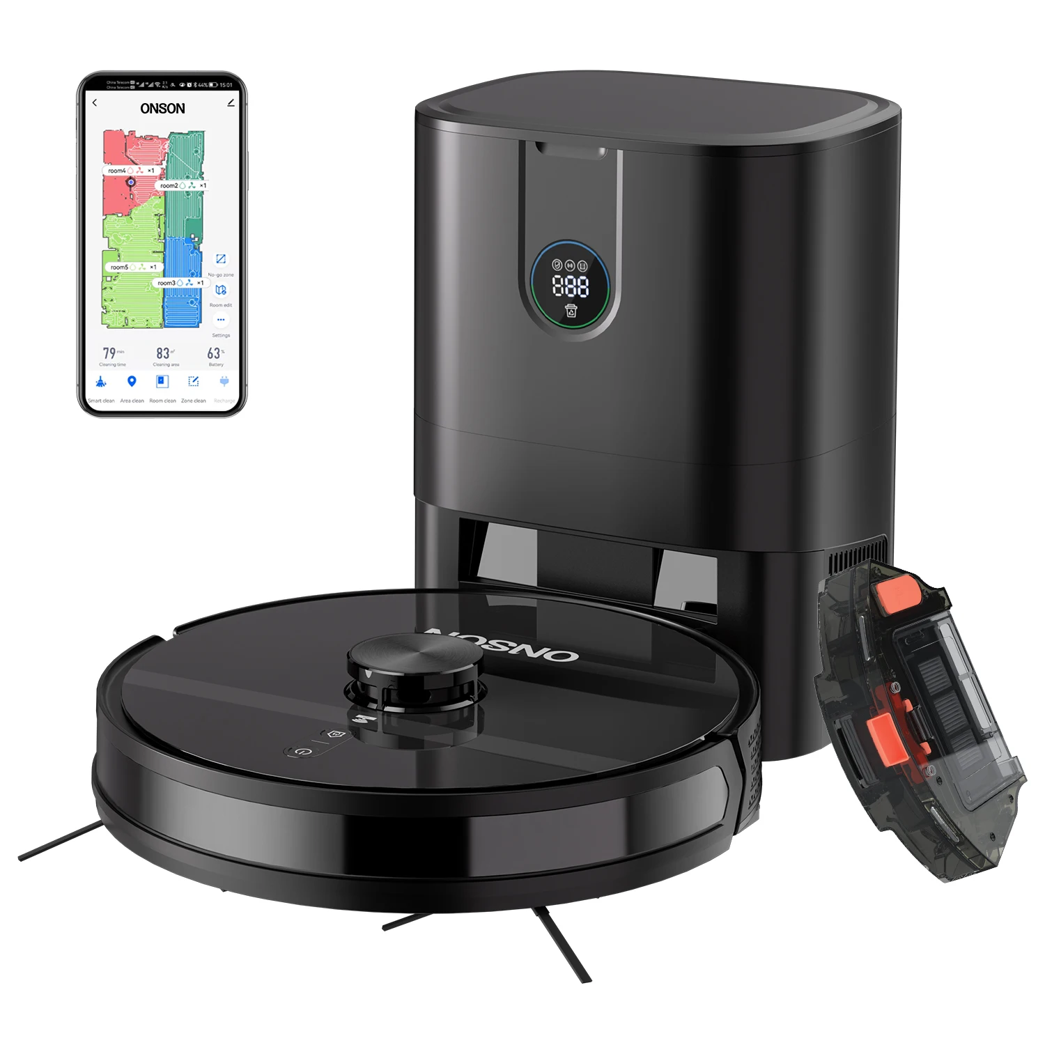 Stock Auto Mop Washing with Empty Wash Fill Dock Self-Emptying Cleaning Robot Vacuum and Mop