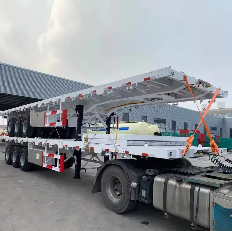 Shipping 40 Feet Container Transport Flat Bed Trailer 3 Axle Flatbed Semi Trailer Price