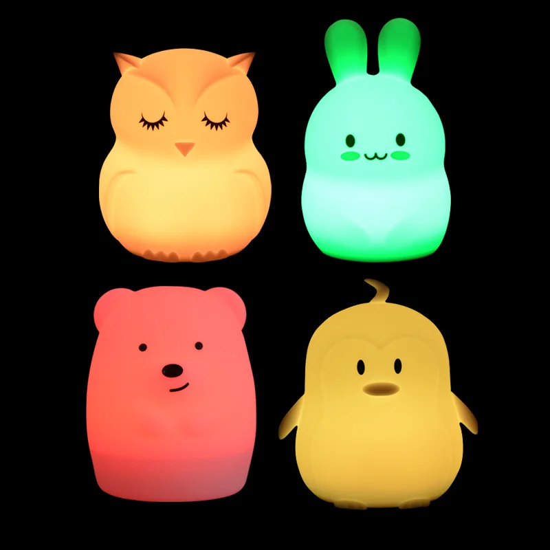 2022 MINI Silicone Mouse Bear Owl  Night Light Baby Room Lamp Night Lights for Kids Home