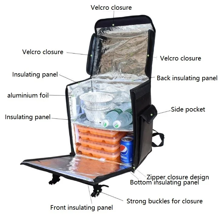 Restaurant Catering Takeaway Large Thermal courier Backpack Hot Food Packaging Thermo Insulated Delivery Bag On motor Scooter