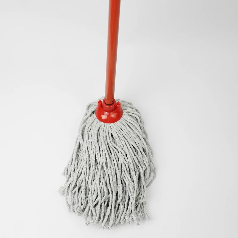 High Quality White Cotton Mop Head Plastic Screw Head Best Water Absorbent Wet Cotton Yarn Strip Mop