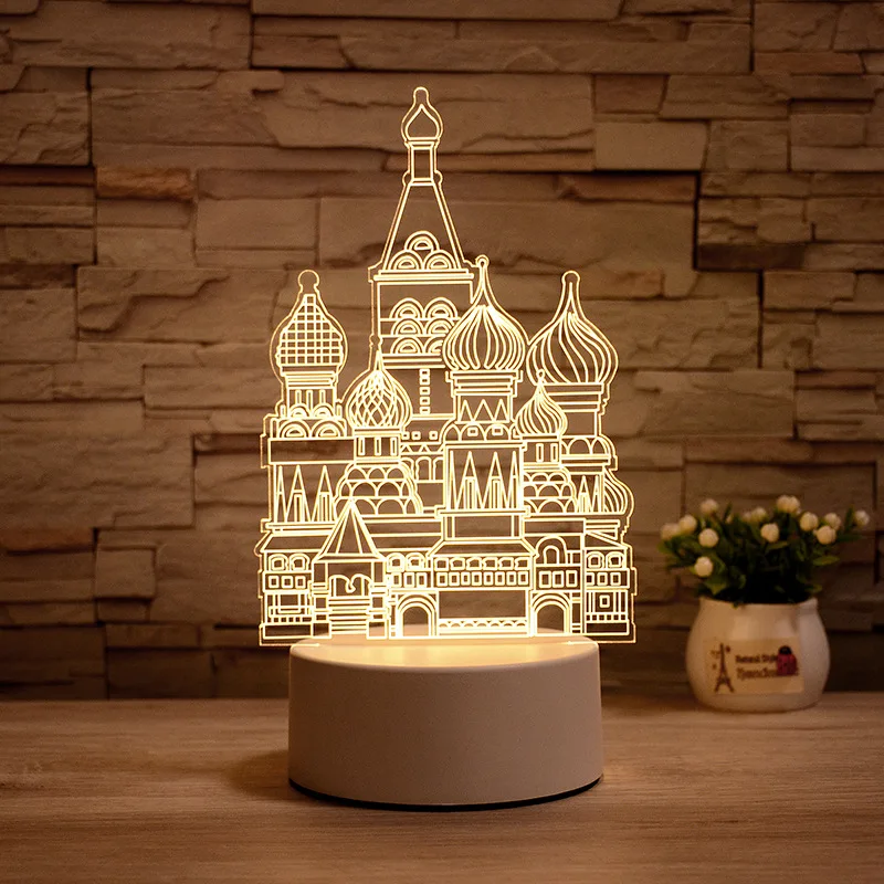 Custom Photo Creative 3D Illusion Anime Acrylic Table Desk Base Christmas Lamp Kids Room Decor LED Night Light