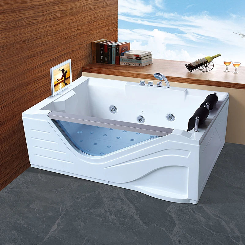 KMRY Wholesale Acrylic Deep Jet Whirlpool Spa Bathtub Modern Custom 1 Piece Freestanding Vasca Da Bagno Free Standing 2 Years