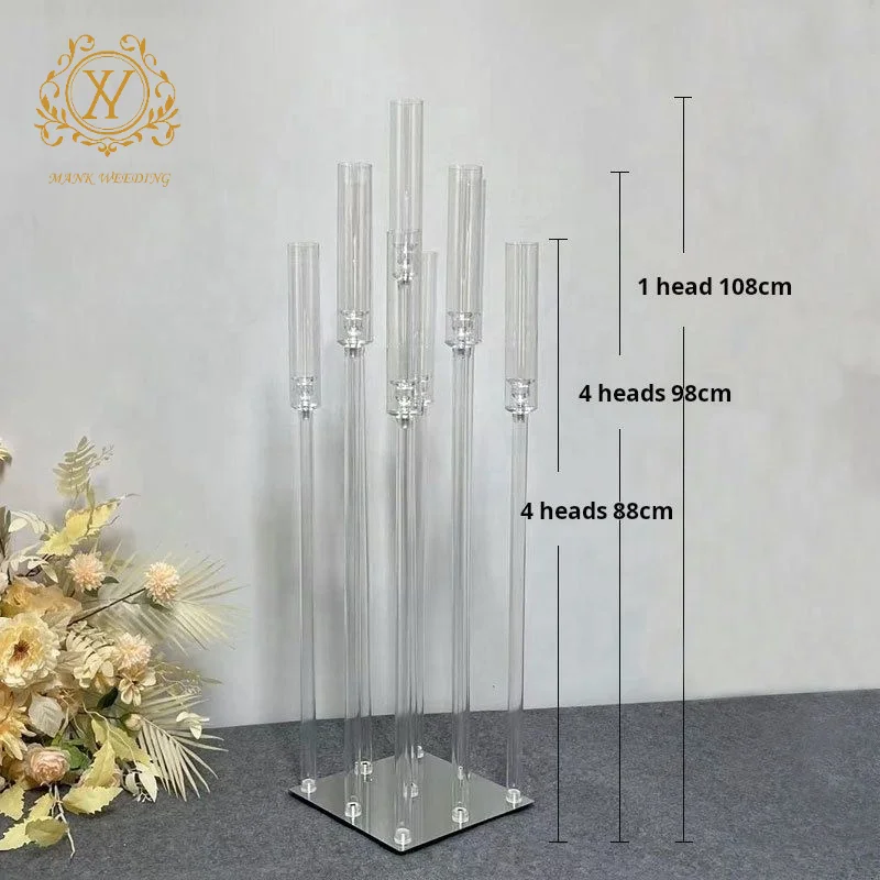 Cheap Acrylic Candle Holder Simple Modern Acrylic Candlestick 9 Arms Wedding Candle Holders for Table Decoration Centerpiece